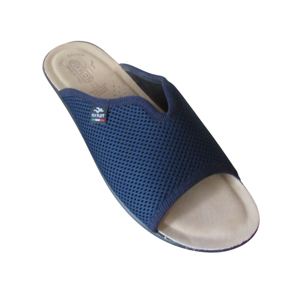 Fly Flot Womens Cloth Slippers Sandals 41 Navy Blue Mesh Upper Antishock Italy